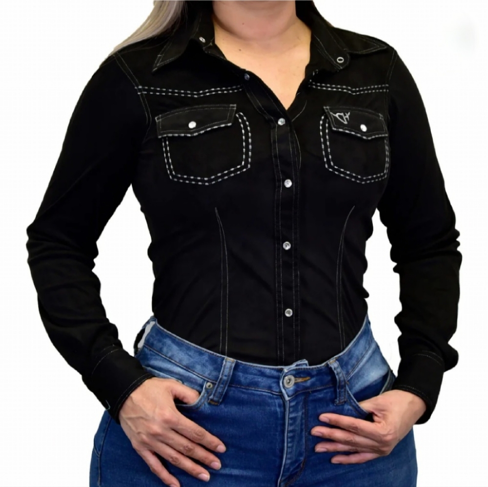 Cowgirl Hardware Western Faux Suede" Long Sleeve